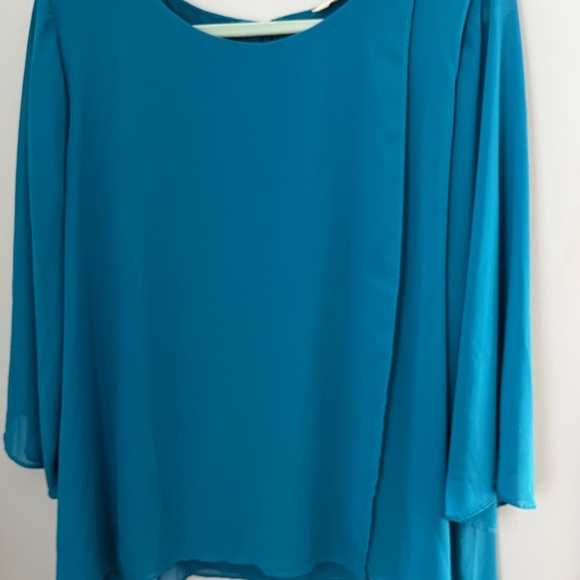 Soft Surroundings Blue Boxy 3/4 Sleeve Blouse - Picture 2 of 14